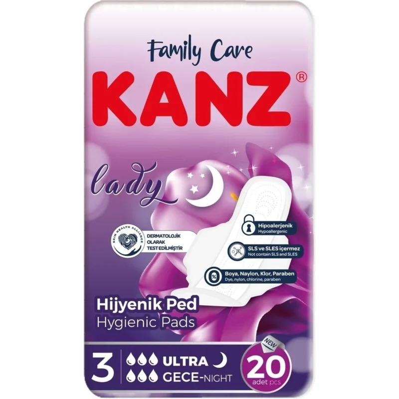 KANZ Hijyenik Kadın Pedi (3 Numara/Ultra Gece)